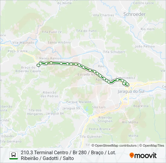 210 BRAÇO / SALTO / RIBEIRÃO CAVALO Bus Line Map