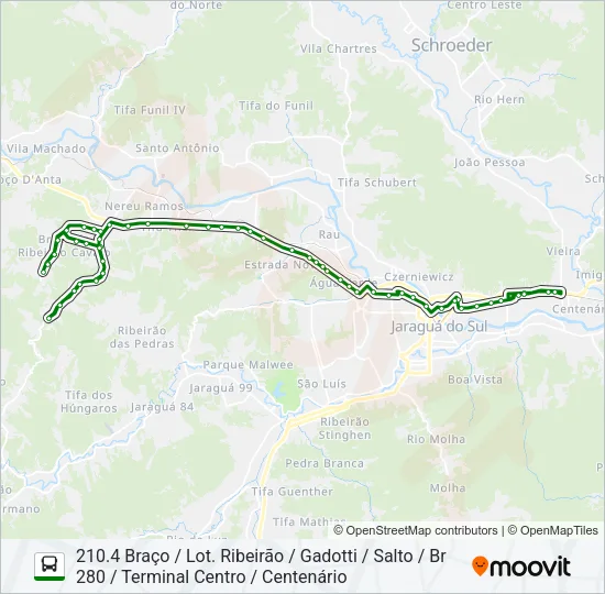 210 BRAÇO / SALTO / RIBEIRÃO CAVALO Bus Line Map