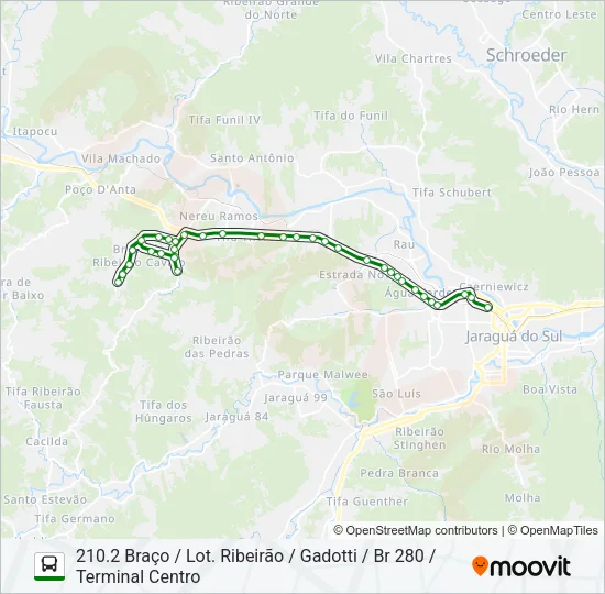 210 BRAÇO / SALTO / RIBEIRÃO CAVALO Bus Line Map
