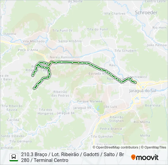 210 BRAÇO / SALTO / RIBEIRÃO CAVALO Bus Line Map