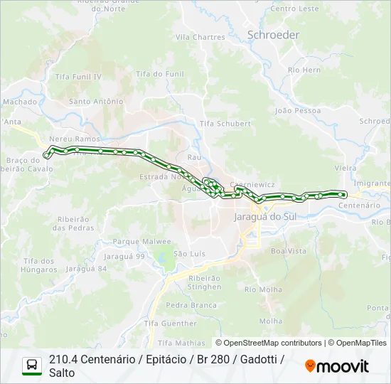 210 BRAÇO / SALTO / RIBEIRÃO CAVALO Bus Line Map