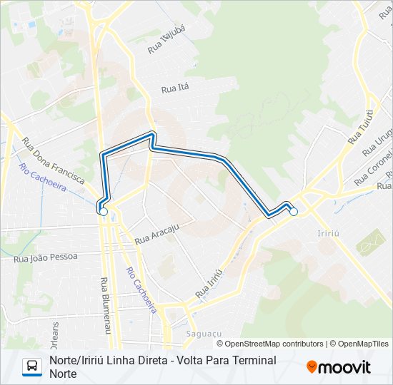 0133 NORTE/IRIRIÚ LINHA DIRETA bus Line Map