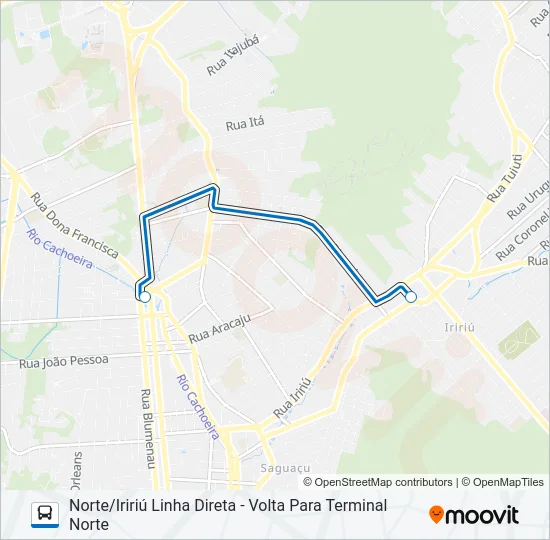 0133 NORTE/IRIRIÚ LINHA DIRETA  Line Map