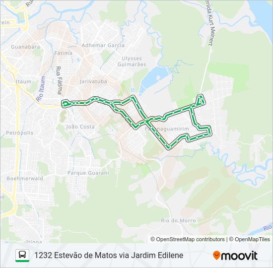 Mapa da linha 1232 ESTEVÃO DE MATOS VIA JARDIM EDILENE de ônibus