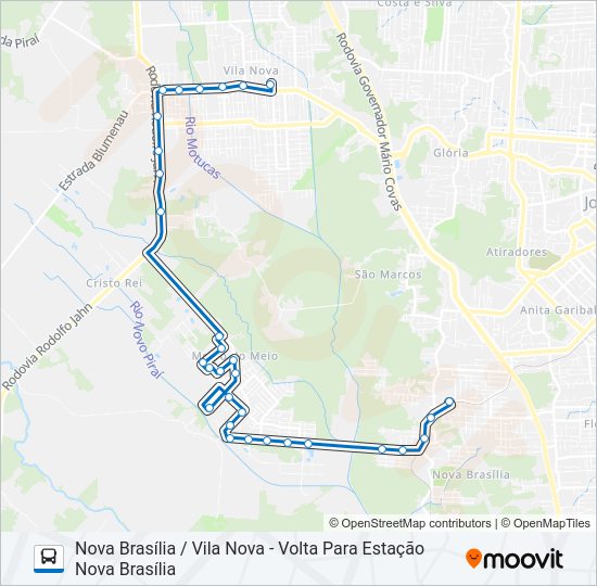 Mapa da linha 0106 NOVA BRASÍLIA / VILA NOVA de ônibus
