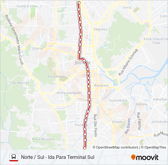 Mapa de 0200 NORTE / SUL de autobús