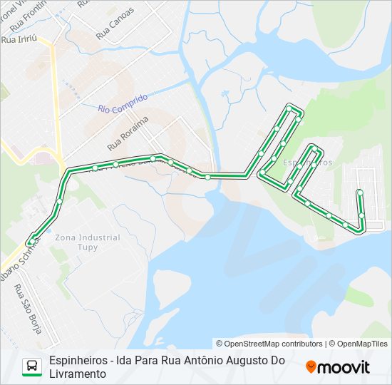 Mapa da linha 0403 ESPINHEIROS de ônibus