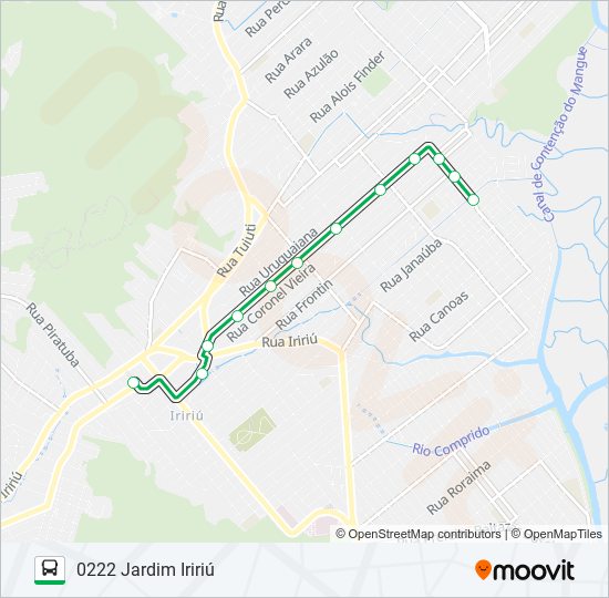 Mapa da linha 0222 JARDIM IRIRIÚ de ônibus