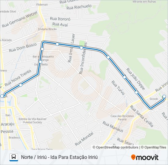 Mapa da linha 0136 NORTE / IRIRIÚ de ônibus
