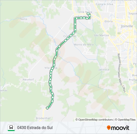 Mapa da linha 0430 ESTRADA DO SUL de ônibus