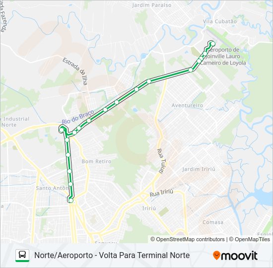 Mapa da linha 0213 NORTE/AEROPORTO de ônibus