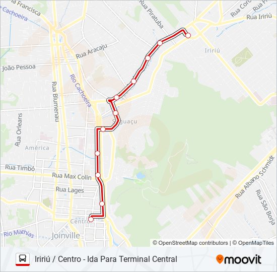 Mapa da linha 0800 IRIRIÚ / CENTRO de ônibus
