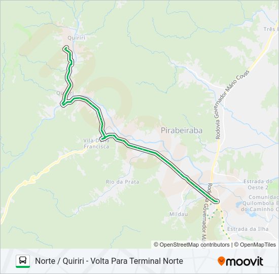 Mapa da linha 4100 NORTE / QUIRIRI de ônibus