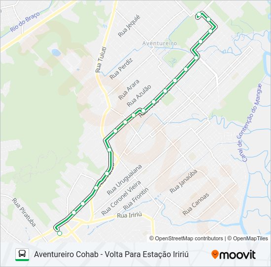 Mapa da linha 0231 AVENTUREIRO COHAB de ônibus