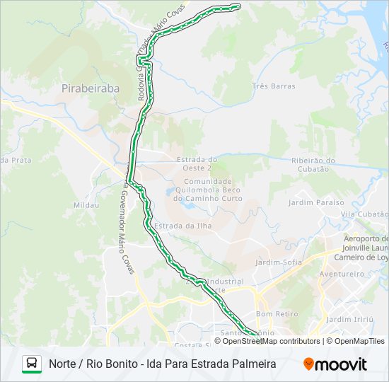 Mapa da linha 0416 NORTE / RIO BONITO de ônibus