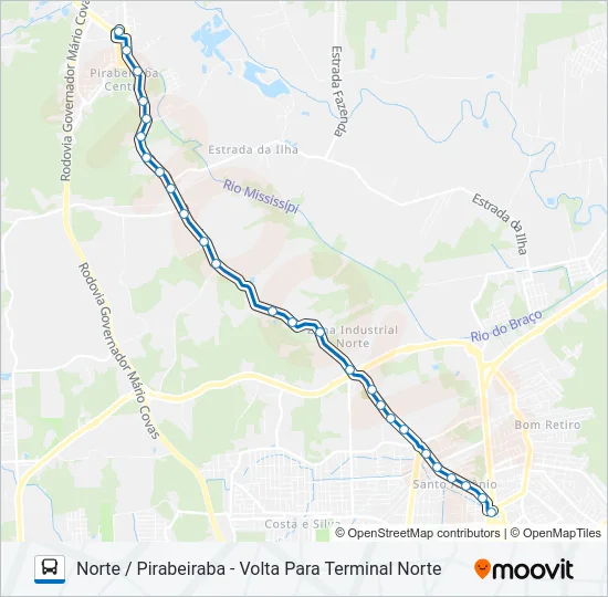 0160 NORTE / PIRABEIRABA  Line Map