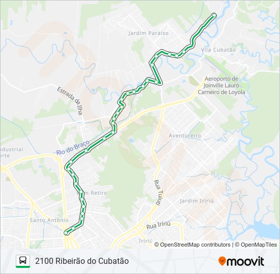 Mapa da linha 2100 RIBEIRÃO DO CUBATÃO de ônibus