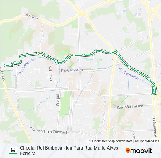 Mapa da linha 0203 CIRCULAR RUI BARBOSA de ônibus