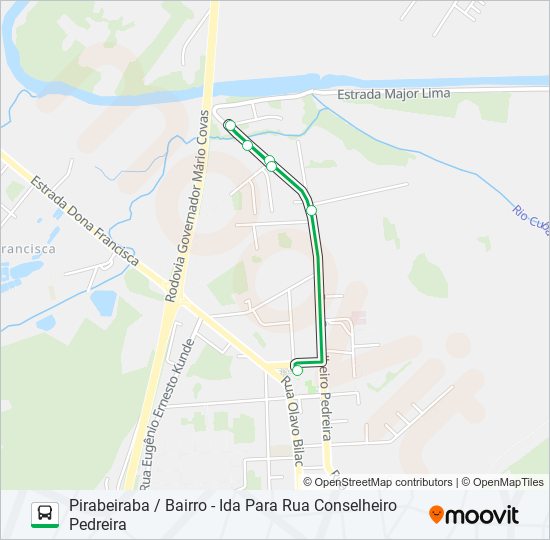 Mapa da linha 4017 PIRABEIRABA / BAIRRO de ônibus