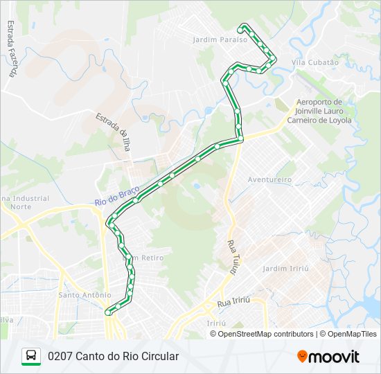 Mapa da linha 0207 CANTO DO RIO CIRCULAR de ônibus