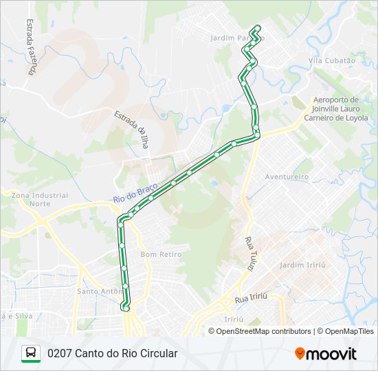 Mapa da linha 0207 CANTO DO RIO CIRCULAR de ônibus
