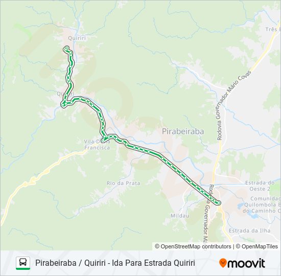 Mapa da linha 4030 PIRABEIRABA / QUIRIRI de ônibus