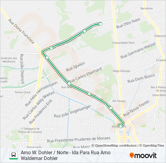 Mapa da linha 0126 ARNO W. DOHLER / NORTE de ônibus