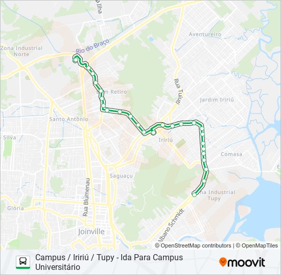 Mapa da linha 0131 CAMPUS / IRIRIÚ / TUPY de ônibus
