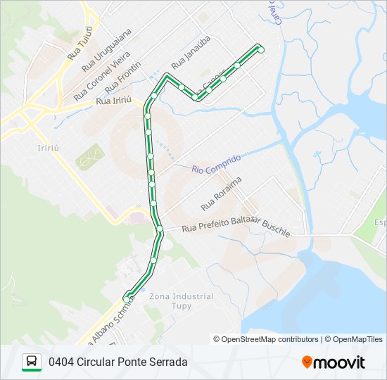 Mapa da linha 0404 CIRCULAR PONTE SERRADA de ônibus