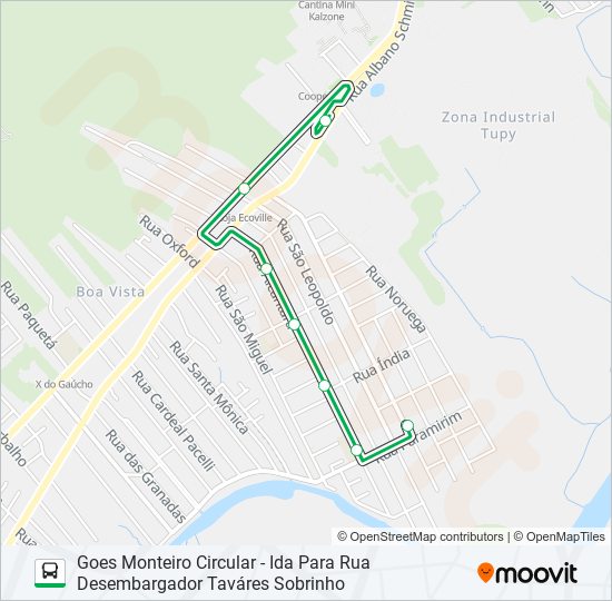 Mapa de 0405 GOES MONTEIRO CIRCULAR de autobús