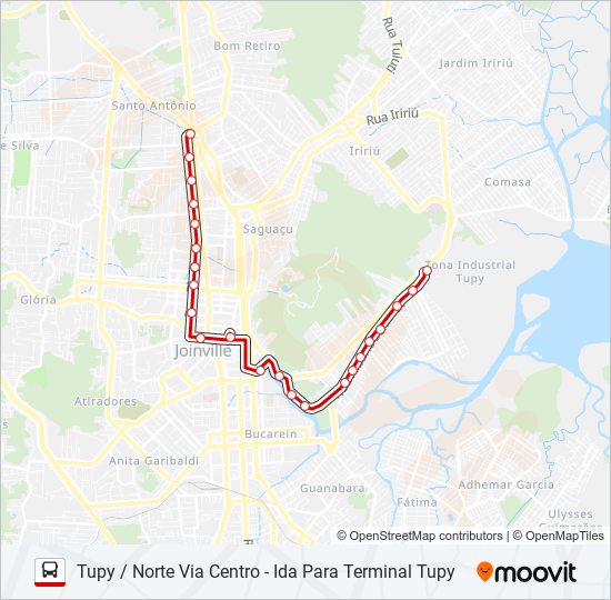 Mapa de 0040 TUPY / NORTE VIA CENTRO de autobús