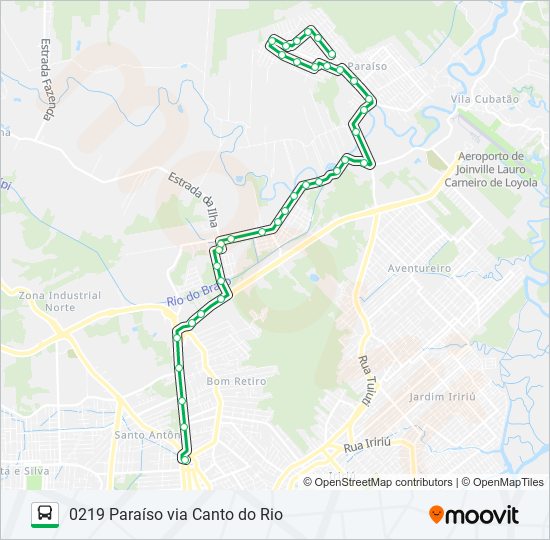 Mapa de 0219 PARAÍSO VIA CANTO DO RIO de autobús