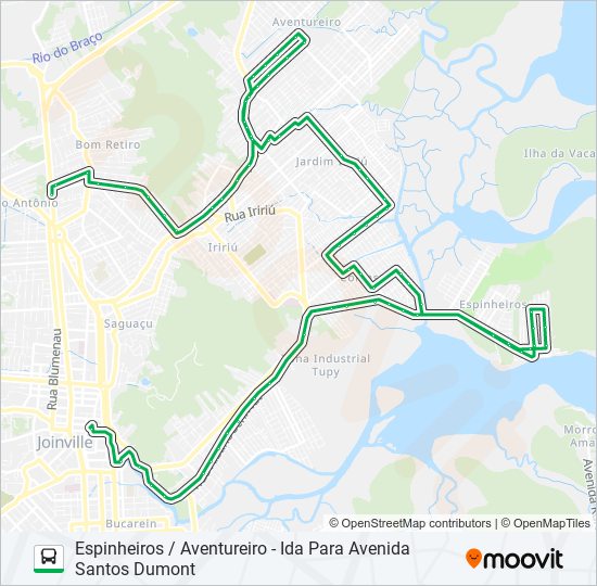 Mapa da linha 0805 ESPINHEIROS / AVENTUREIRO de ônibus
