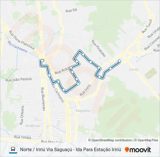 Mapa de 0134 NORTE / IRIRIÚ VIA SAGUAÇÚ de 