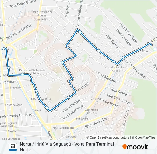 0134 NORTE / IRIRIÚ VIA SAGUAÇÚ  Line Map