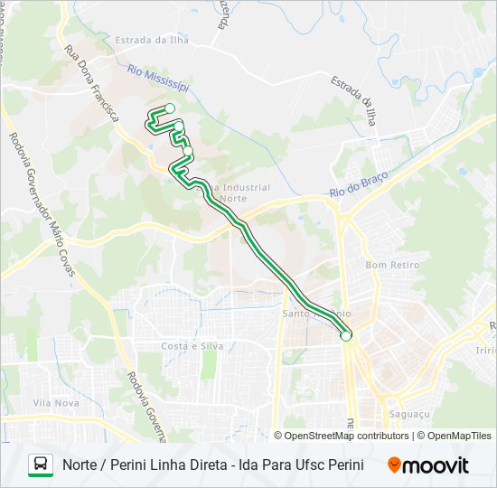 Mapa da linha 0428 NORTE / PERINI LINHA DIRETA de ônibus