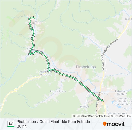 Mapa da linha 4033 PIRABEIRABA / QUIRIRI FINAL de ônibus