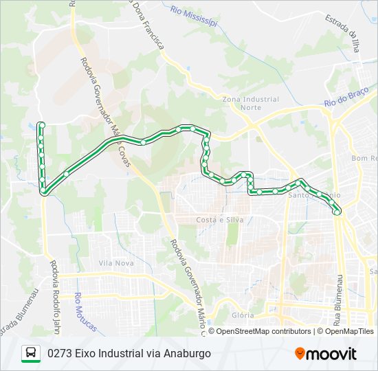 Mapa da linha 0273 EIXO INDUSTRIAL VIA ANABURGO de ônibus