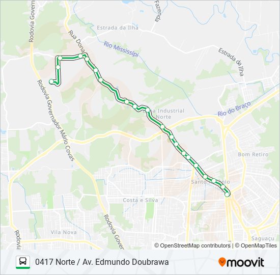 Mapa de 0417 NORTE / AV. EDMUNDO DOUBRAWA de autobús