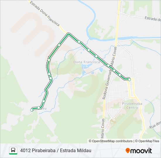 Mapa da linha 4012 PIRABEIRABA / ESTRADA MILDAU de ônibus