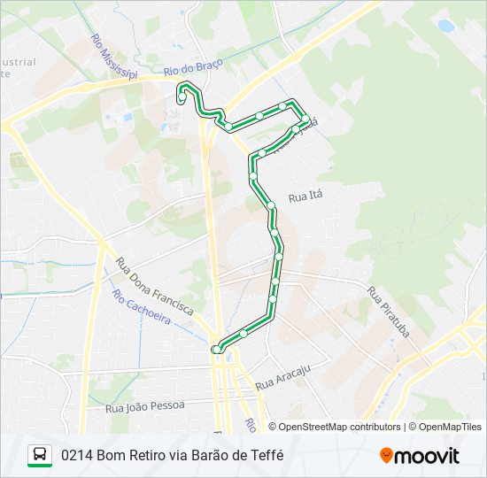 Mapa da linha 0214 BOM RETIRO VIA BARÃO DE TEFFÉ de ônibus