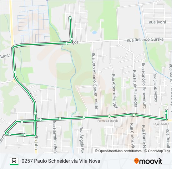 Mapa de 0257 PAULO SCHNEIDER VIA VILA NOVA de autobús
