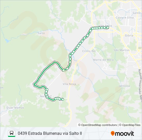 Mapa da linha 0439 ESTRADA BLUMENAU VIA SALTO II de ônibus