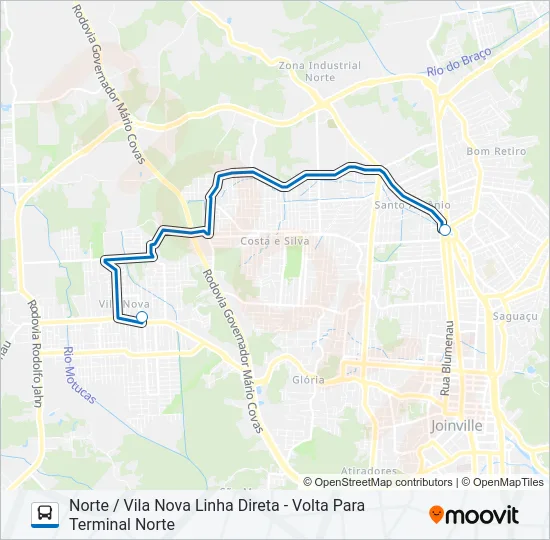 0154 NORTE / VILA NOVA LINHA DIRETA  Line Map
