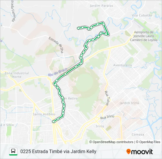 0225 ESTRADA TIMBÉ VIA JARDIM KELLY  Line Map