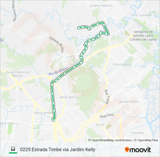 0225 ESTRADA TIMBÉ VIA JARDIM KELLY  Line Map