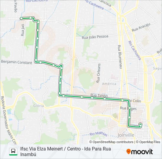 Mapa da linha 0264 IFSC VIA ELZA MEINERT / CENTRO de ônibus
