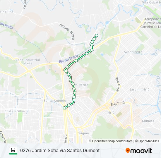 Mapa da linha 0276 JARDIM SOFIA VIA SANTOS DUMONT de ônibus