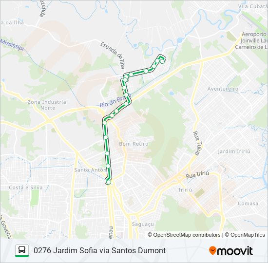 Mapa da linha 0276 JARDIM SOFIA VIA SANTOS DUMONT de ônibus