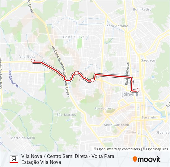 Mapa de 0501 VILA NOVA / CENTRO SEMI DIRETA de autobús